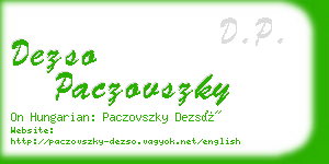 dezso paczovszky business card